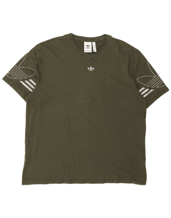 Adidas Hombre Camiseta Gráfica Top XL Algodón Verde