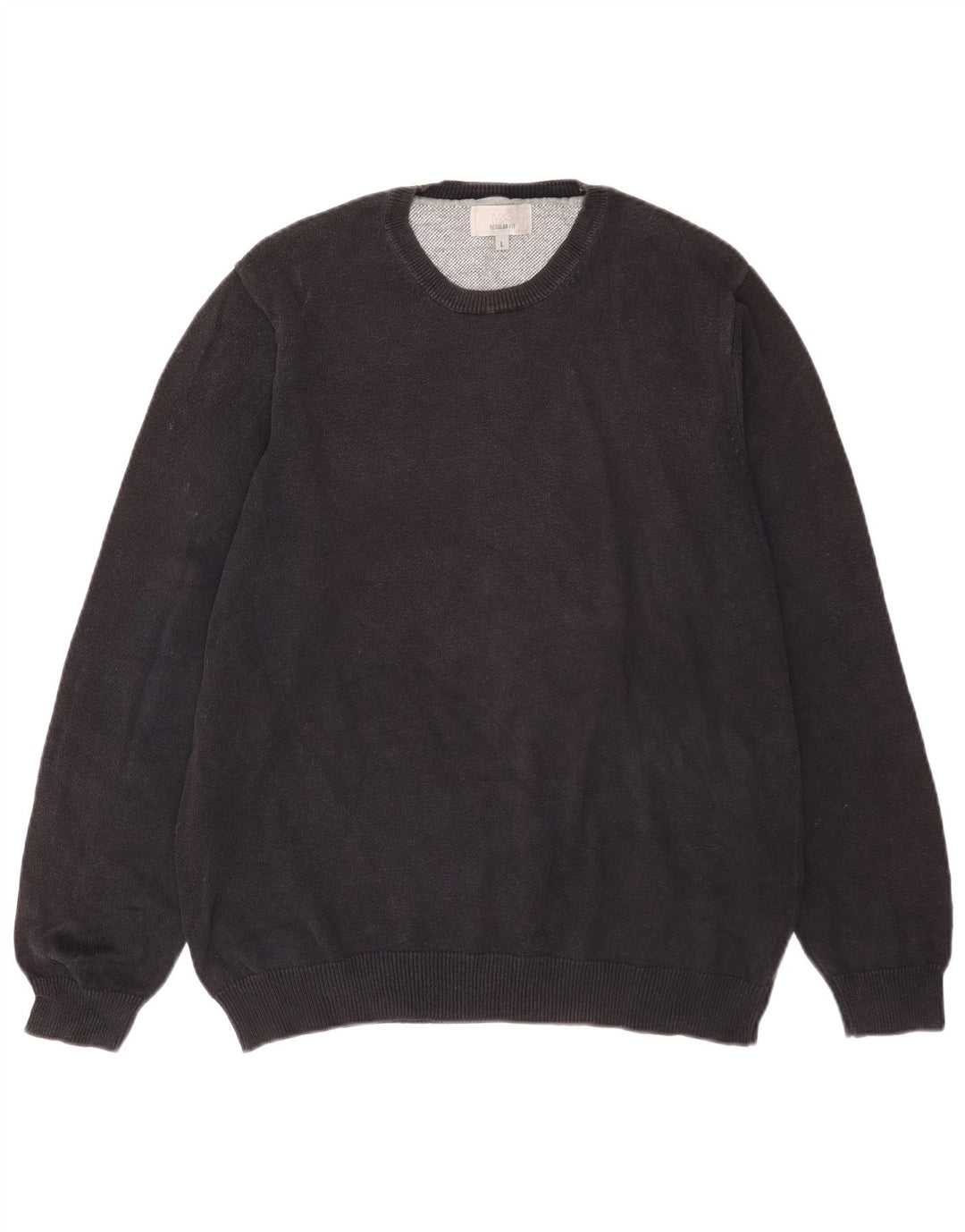 Marks & Spencer Suéter tipo jersey con cuello redondo y corte regular para hombre, talla grande, azul marino