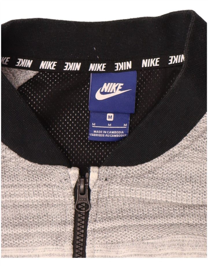 NIKE Hombre Chándal Top Chaqueta De Algodón A Rayas Gris Medio