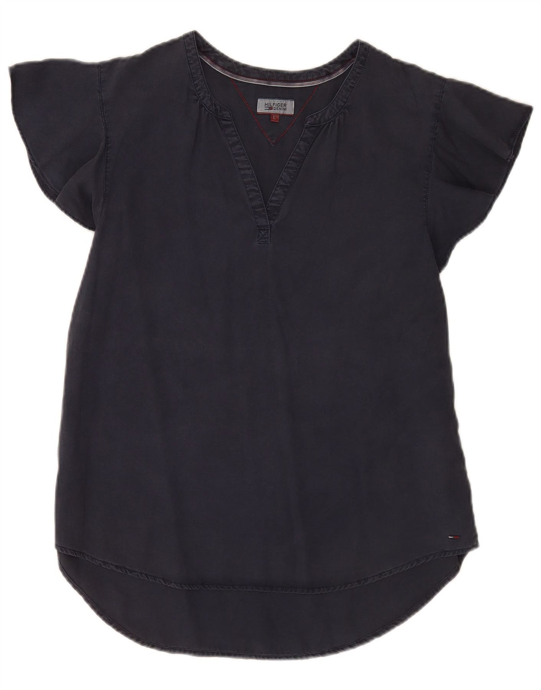 Tommy Hilfiger Blusa para mujer Top UK 40 Large Lyocell azul marino