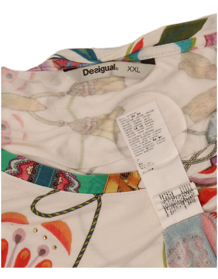 DESIGUAL Camiseta gráfica para mujer Top UK 20 2XL Viscosa floral multicolor