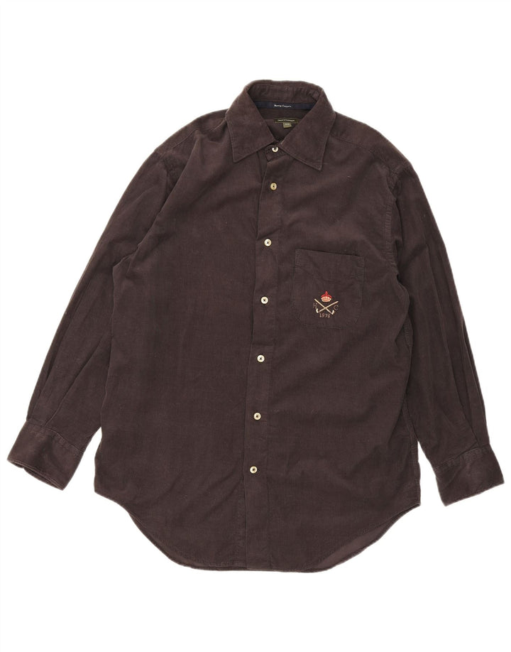 Henry Cottons Camisa de pana para hombre Talla 38 Algodón gris medio
