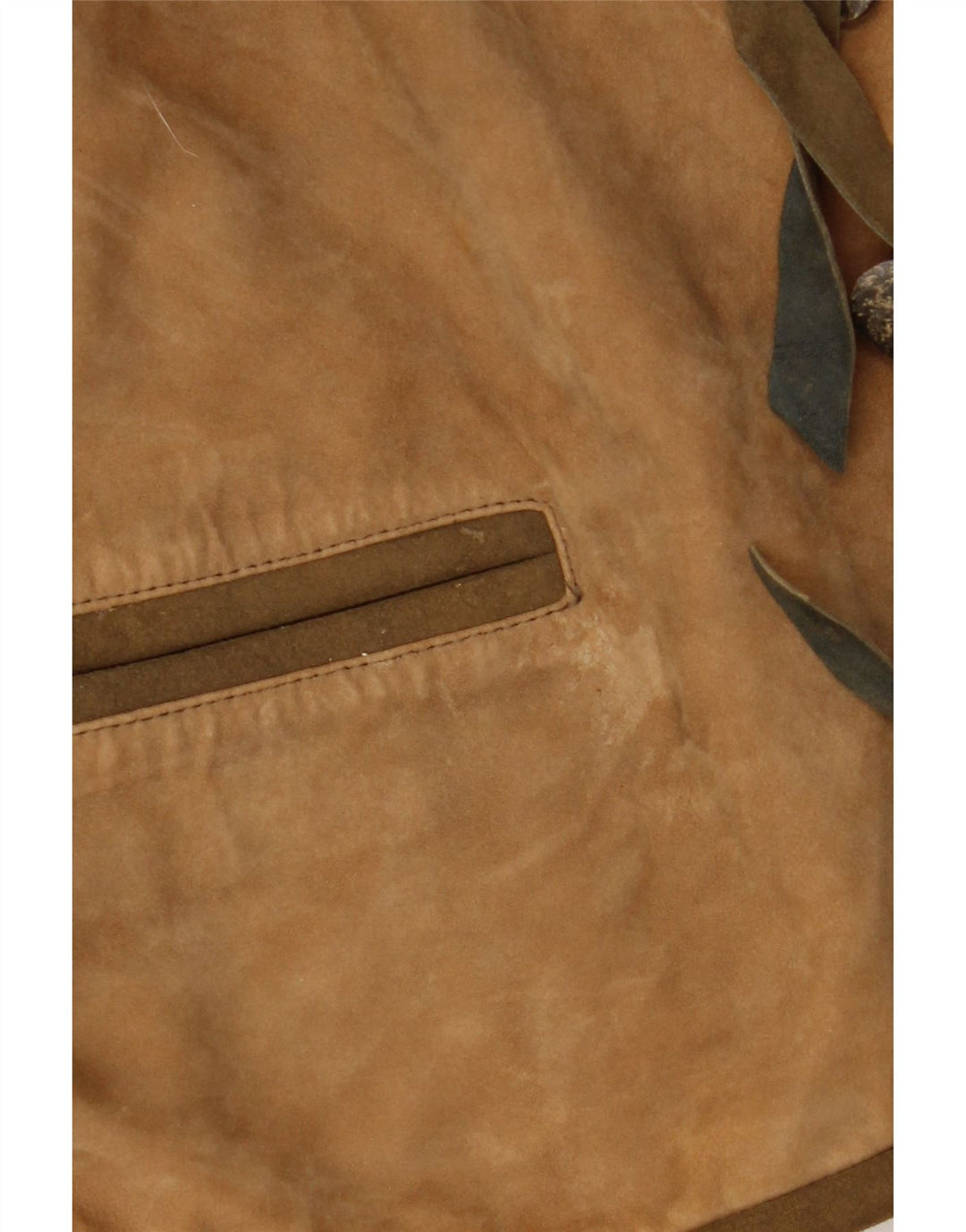 Vintage mujer Trachten chaqueta de ante EU 36 pequeño cuero beige