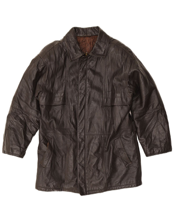 VINTAGE Mens Leather Jacket IT 52 XL Black Leather