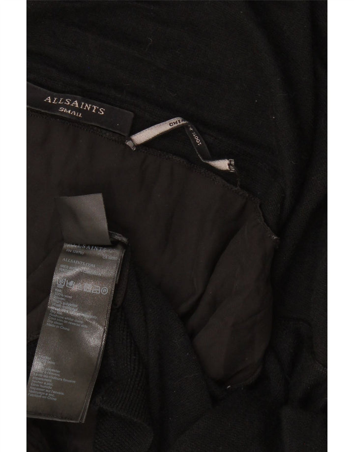 ALL SAINTS Suéter tipo cárdigan abierto asimétrico para mujer UK 10 Small Lana negra