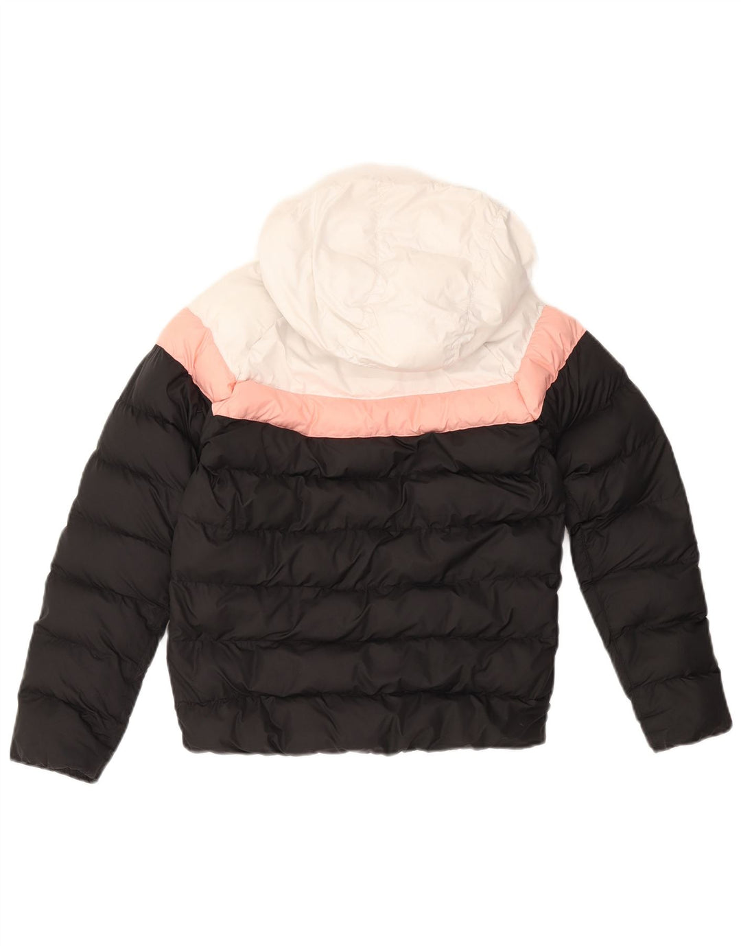 NIKE Chaqueta acolchada con capucha para niños 10-11 años Mediana Negro Colorblock