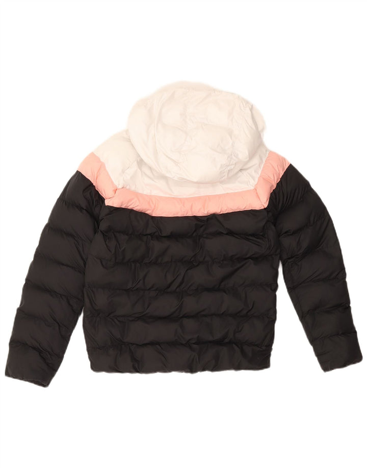 NIKE Chaqueta acolchada con capucha para niños 10-11 años Mediana Negro Colorblock