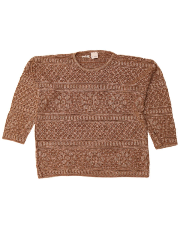 Gira Puccino Jersey de cuello redondo para mujer UK 44 Grande Marrón Fair Isle