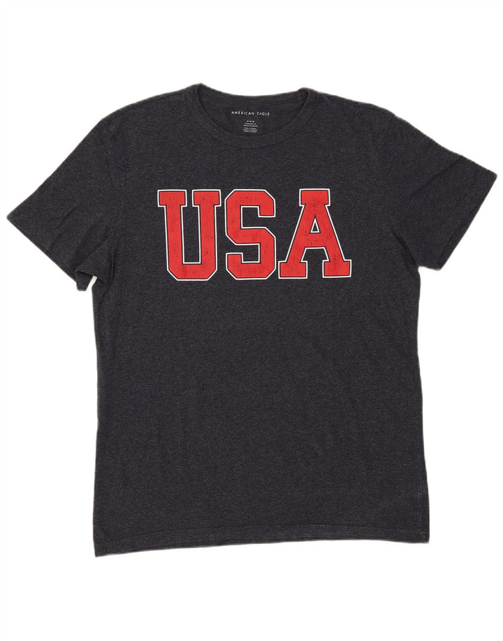 AMERICAN EAGLE Camiseta con gráfico estándar Coupe para hombre, talla mediana, azul marino