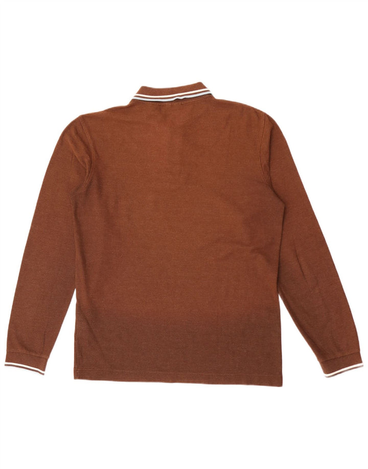 Fila Polo De Manga Larga Para Hombre Algodón Marrón Medio