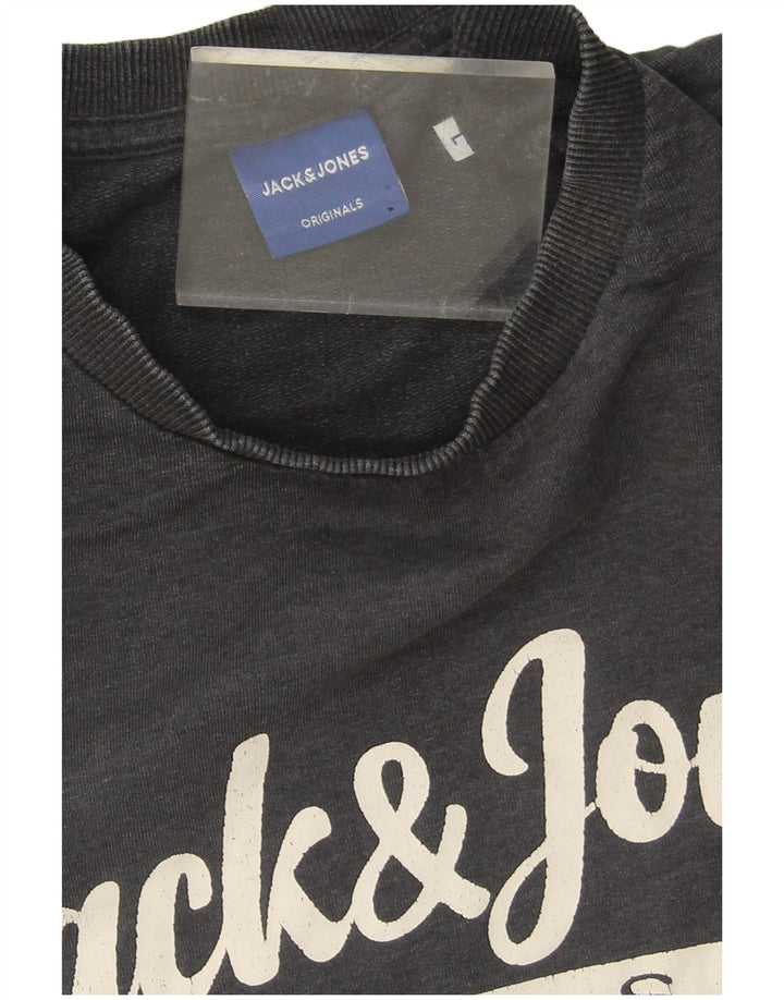 Jack & Jones Hombre Sudadera Gráfica Jumper Large Gris Algodón