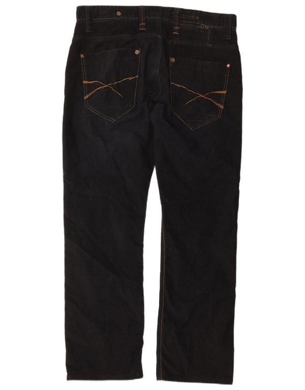 Zara Hombre Pantalón Recto De Pana EU 46 XL W36 L30 Poliéster Negro