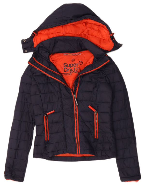 Superdry Chaqueta acolchada con capucha para mujer UK 6 XS Poliéster azul marino