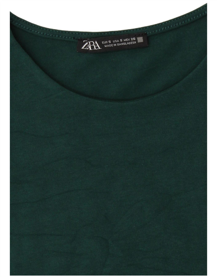 Zara Mujer Top Manga Larga UK 10 Small Verde
