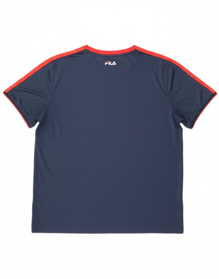 Fila Camiseta para hombre Top 2XL Azul marino Colorblock Poliéster