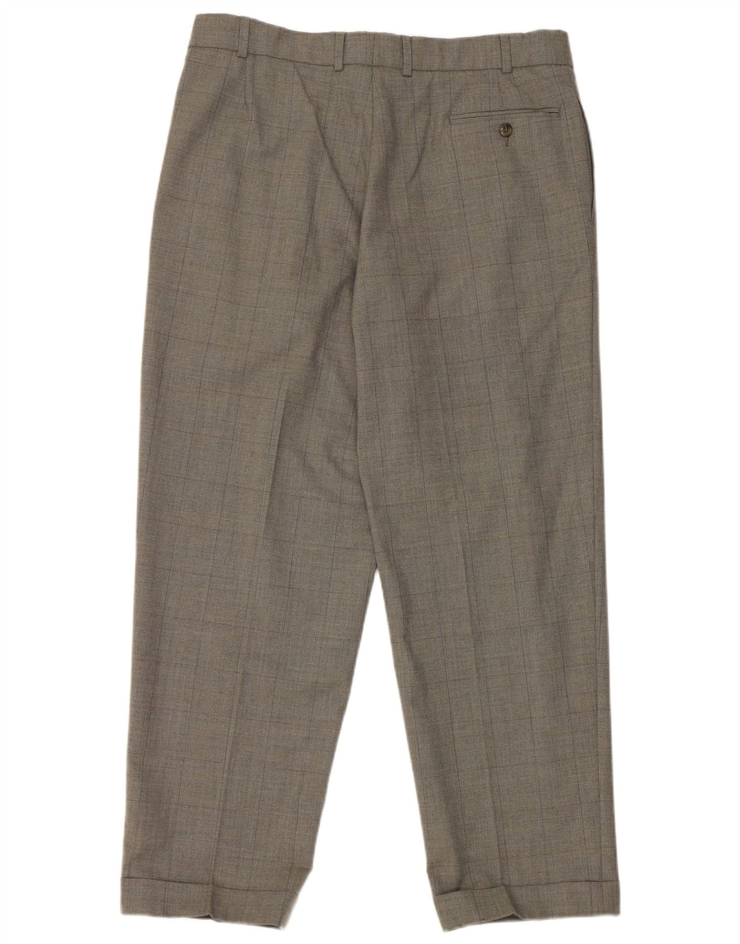 Marks & Spencer Pantalón de traje con pinzas para hombre W36 L29 Lana a cuadros gris