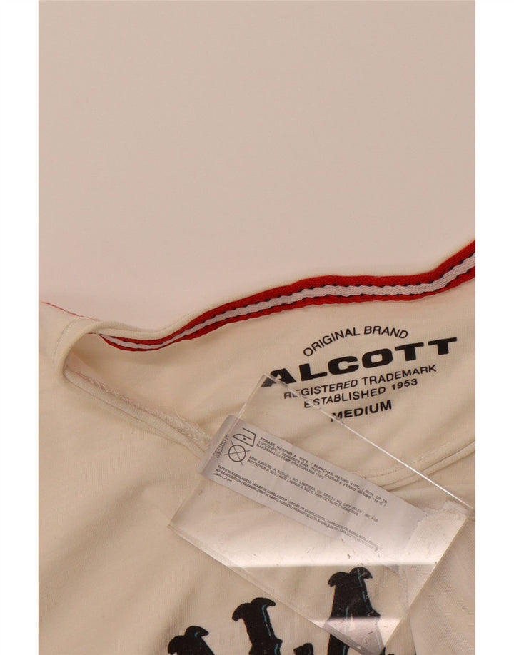 ALCOTT Womens Graphic T-Shirt Top UK 14 Medium White Vintage Alcott and Second-Hand Alcott from Messina Hembry 