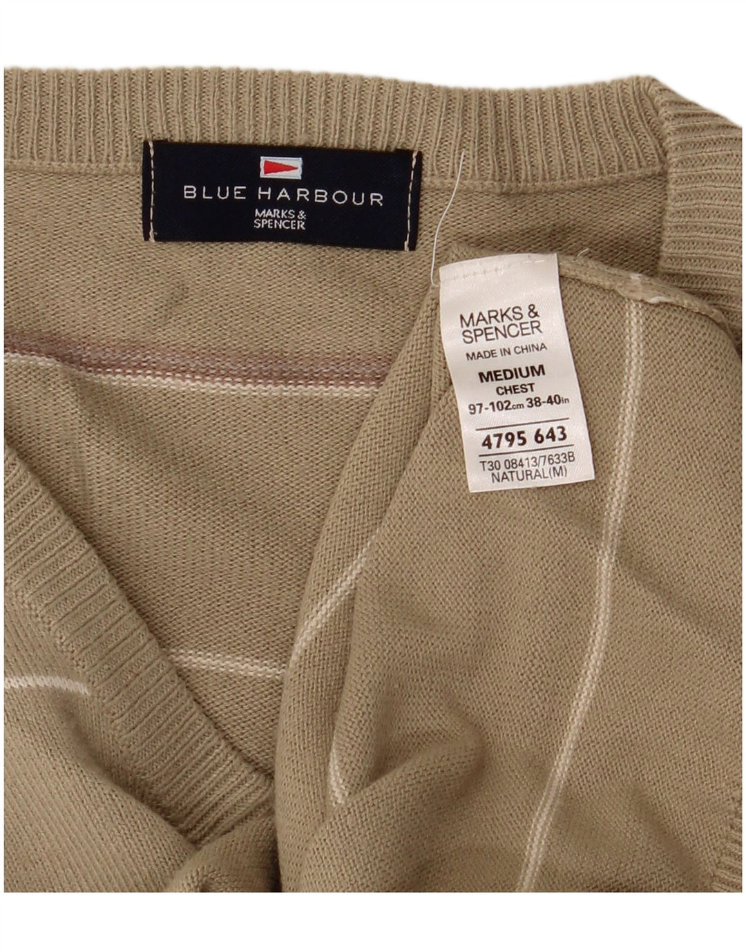 Marks & Spencer Suéter con Cuello en V Blue Harbor para Hombre Caqui Mediano