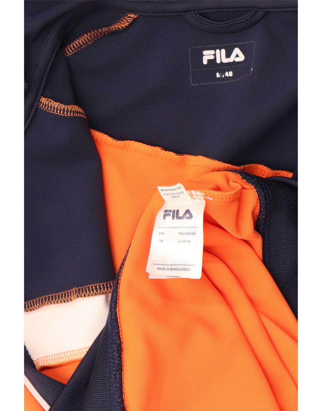 Fila - Sudadera con capucha y cremallera para hombre, color naranja medio, poliéster con bloques de color