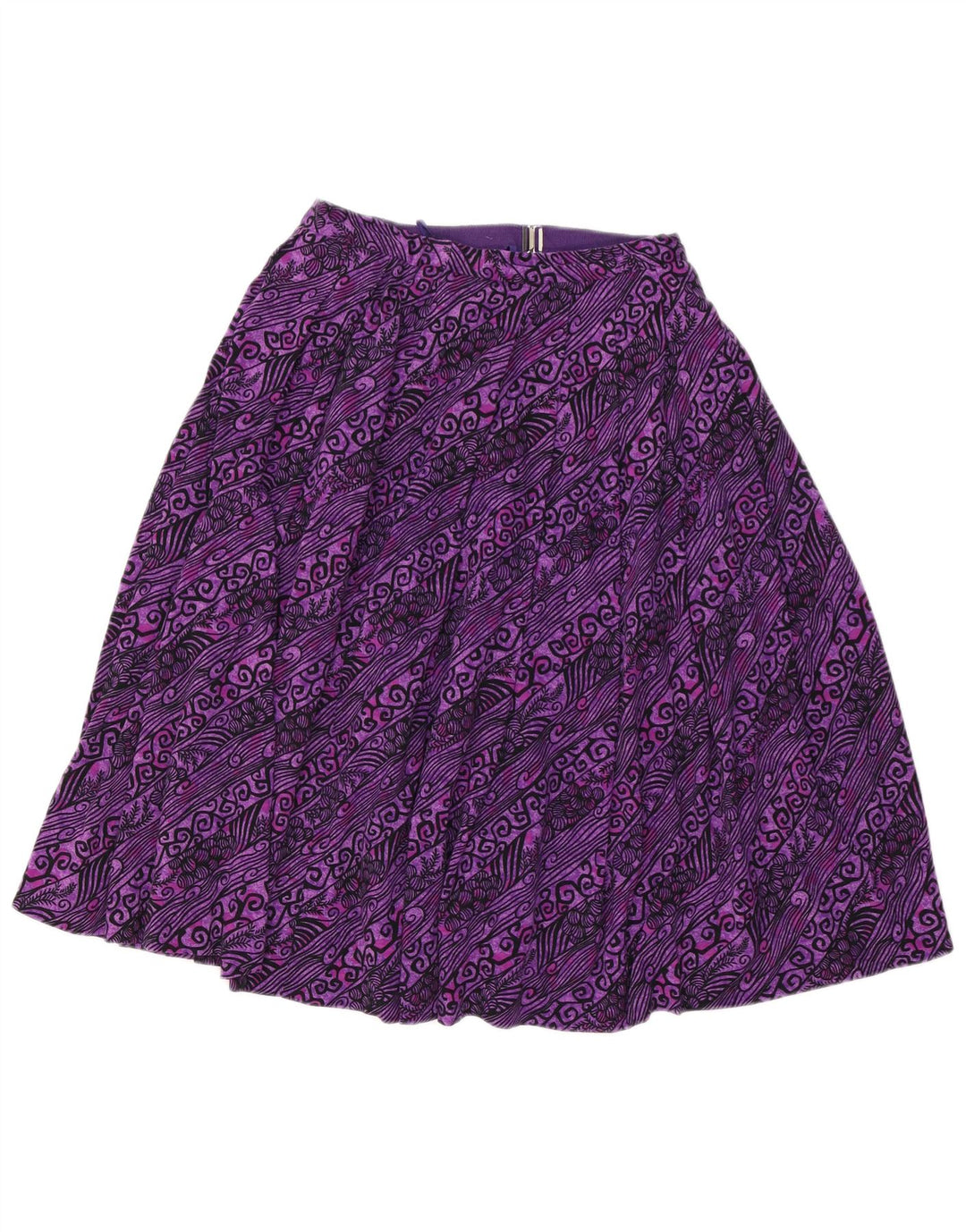 VINTAGE Falda acampanada para mujer W26 Pequeño Paisley Púrpura