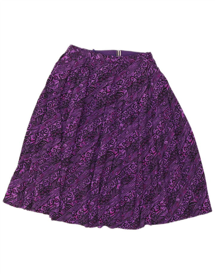 VINTAGE Falda acampanada para mujer W26 Pequeño Paisley Púrpura