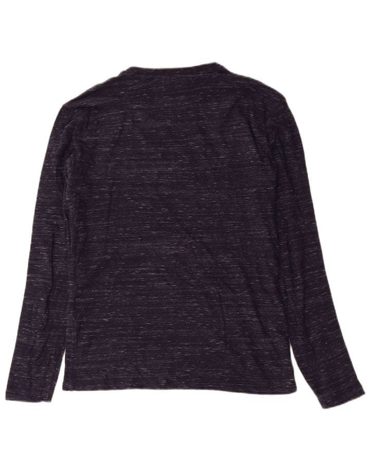 Superdry Hombre Top De Manga Larga De Algodón Moteado Azul Marino Pequeño