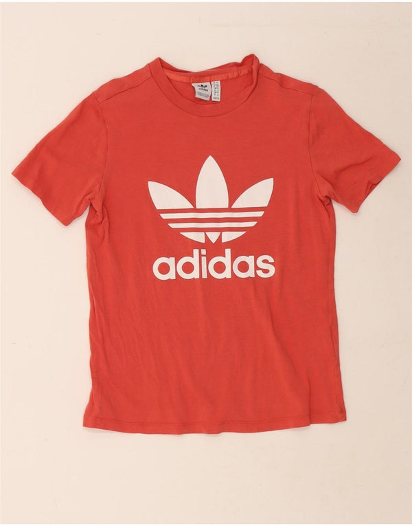 ADIDAS Womens Graphic T-Shirt Top UK 10 Small Red Cotton