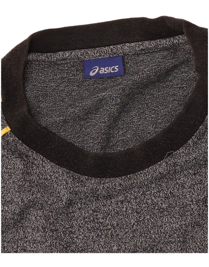 ASICS Camiseta gráfica para hombre Top gris medio color block