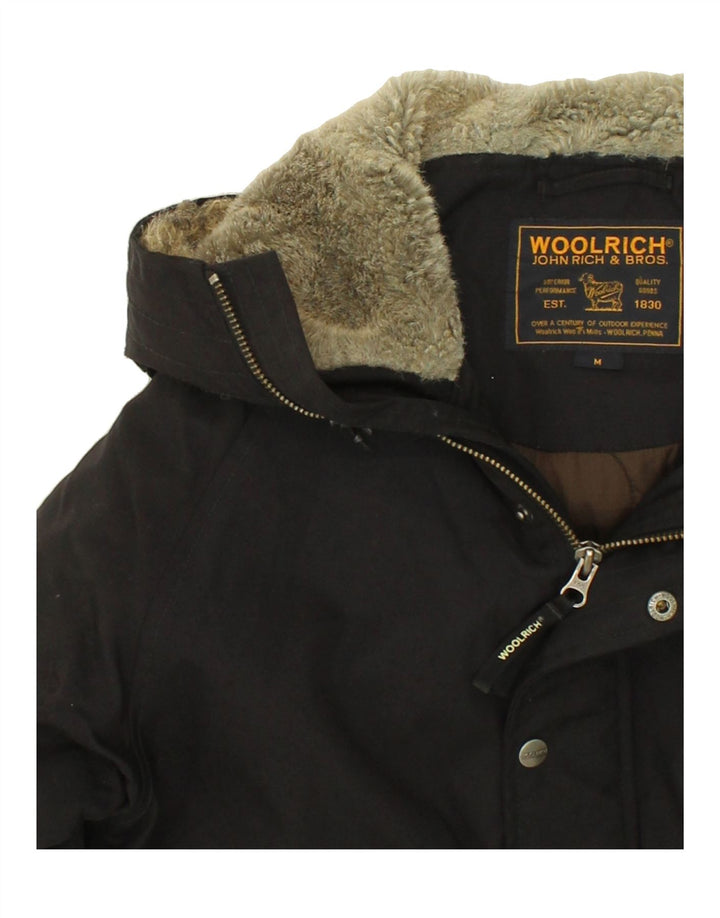 WOOLRICH Chaqueta bomber acolchada con capucha para hombre UK 38 Medium Black Nylon