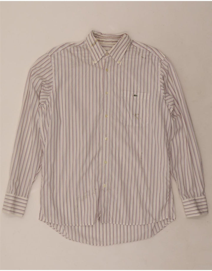 Camisa Lacoste Hombre Talla 42 Algodón Rayas Blancas Grande