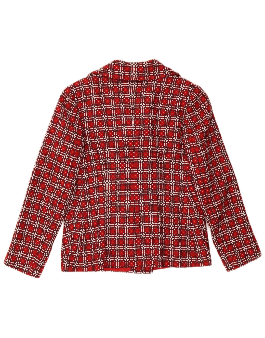 VINTAGE Chaqueta Blazer de doble pecho para mujer Reino Unido 6 XS Rojo Check
