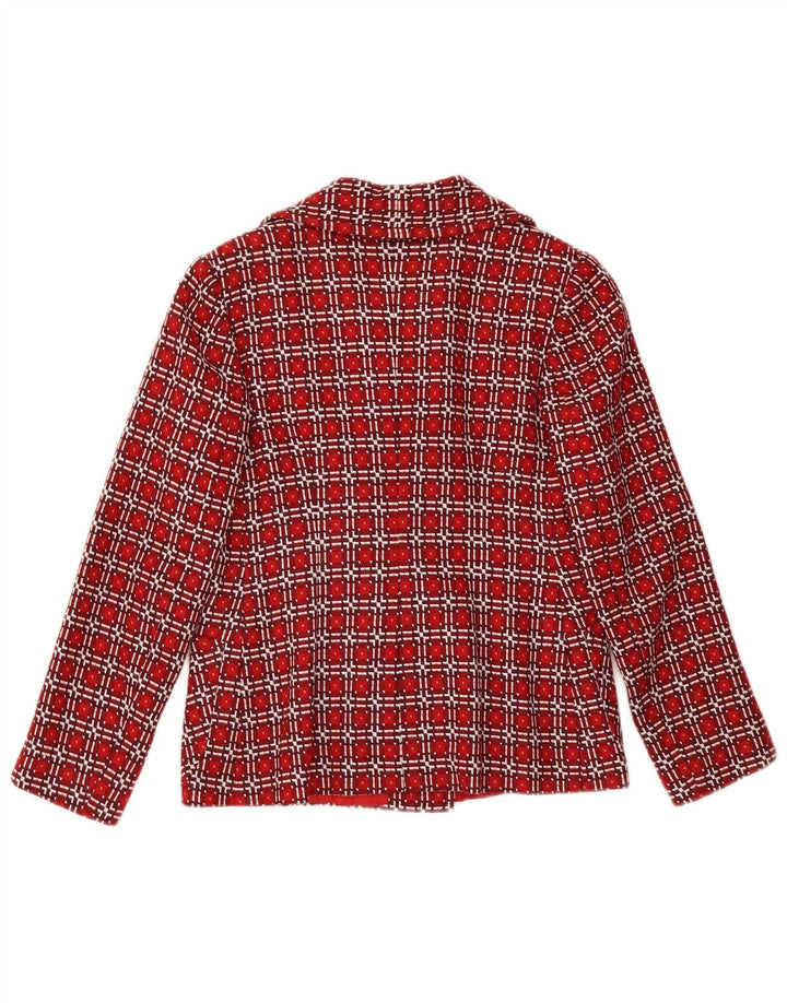 VINTAGE Chaqueta Blazer de doble pecho para mujer Reino Unido 6 XS Rojo Check