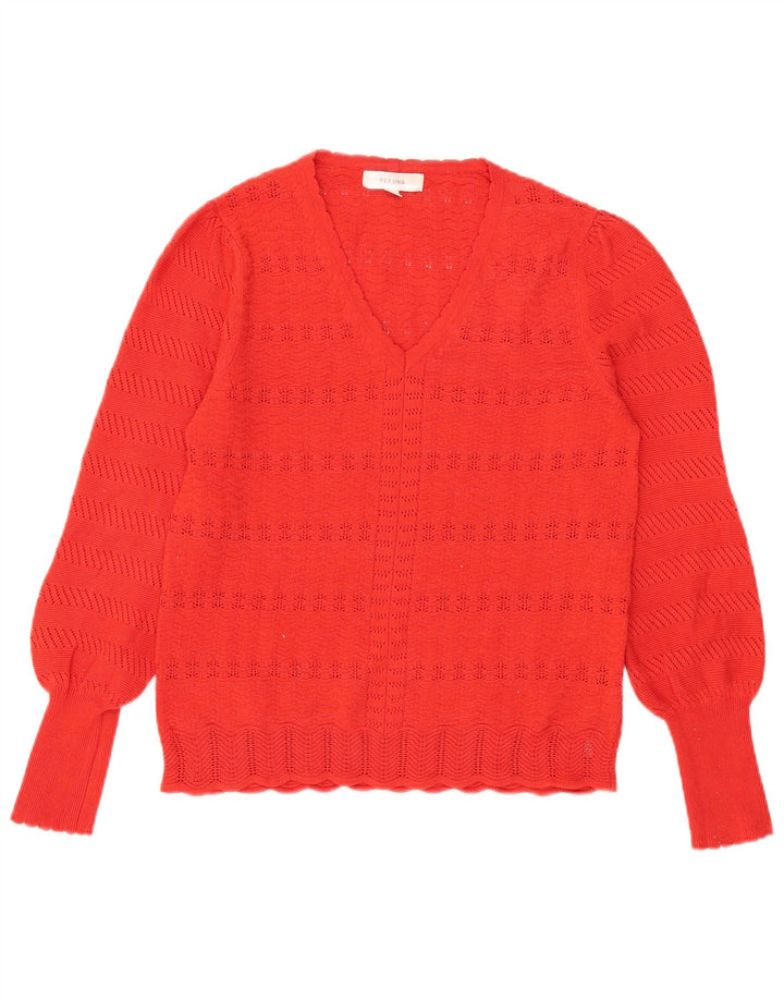 Marks & Spencer Jersey con cuello en V para mujer UK 44 Poliéster rojo mediano