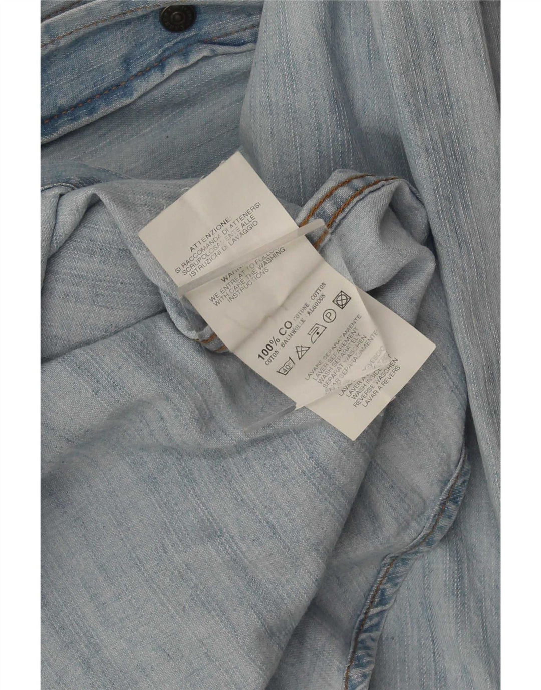 Camisa Vaquera Carrera Hombre Azul Medio Algodón