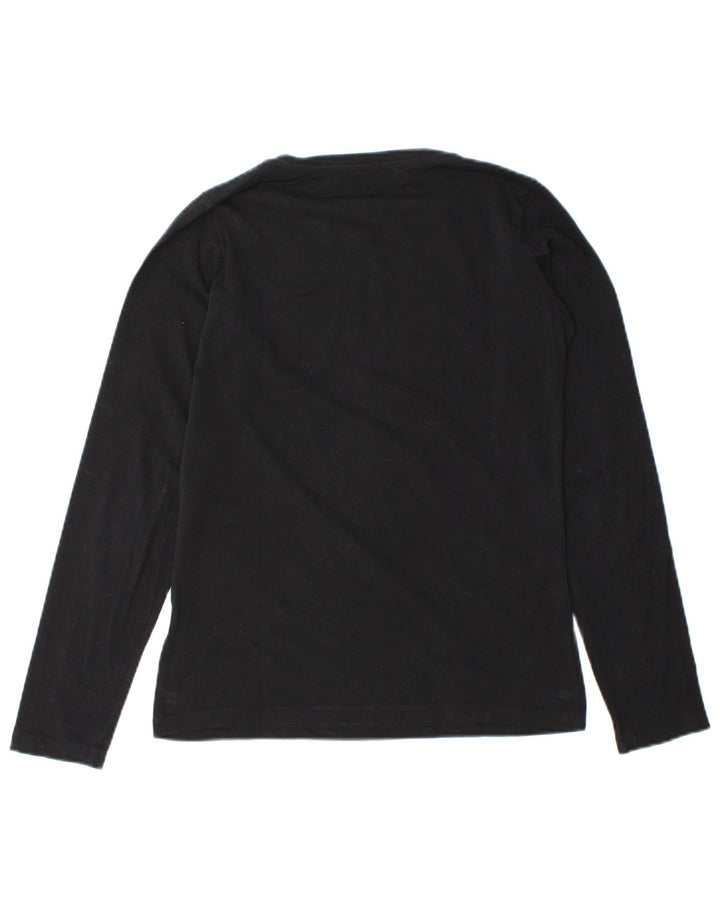 Trussardi Jeans Mujer Gráfico Top Manga Larga UK 42 Medium Negro