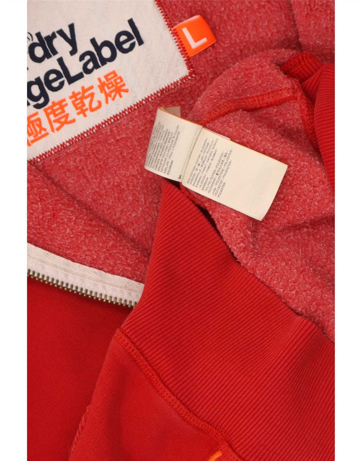 Superdry Sudadera con capucha y cremallera para hombre, tamaño grande, algodón rojo