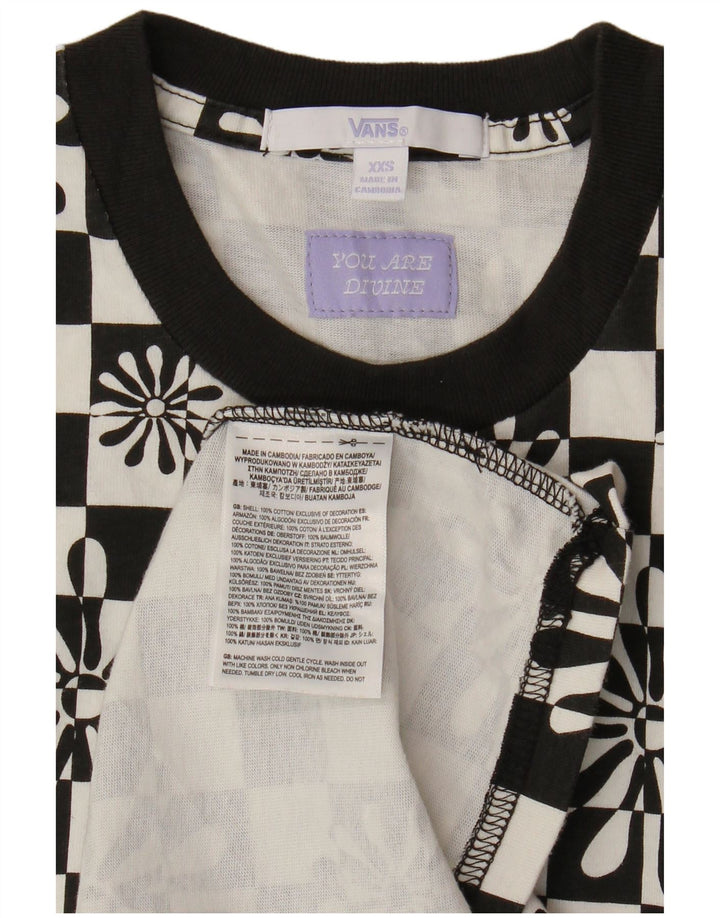 VANS Vestido estilo camiseta extragrande para mujer UK 2 2XS Algodón geométrico negro