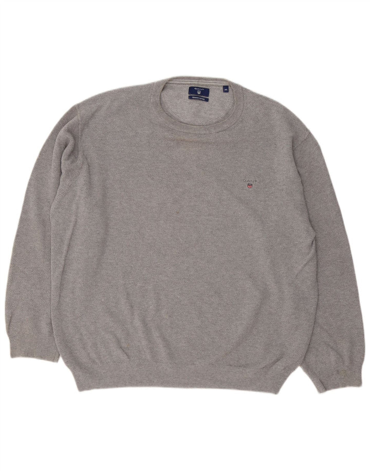 Gant Jersey de cuello redondo para hombre, talla 3XL, algodón gris