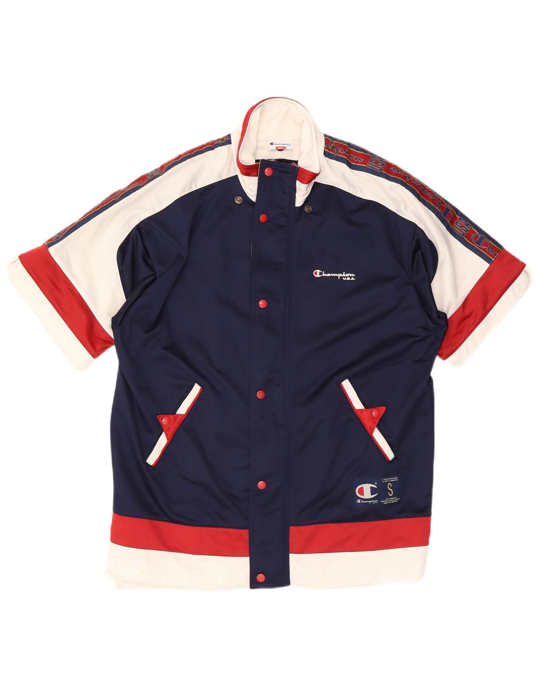 Champion Chaqueta de chándal de manga corta para hombre, talla pequeña, color azul marino