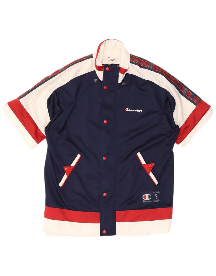 Champion Chaqueta de chándal de manga corta para hombre, talla pequeña, color azul marino