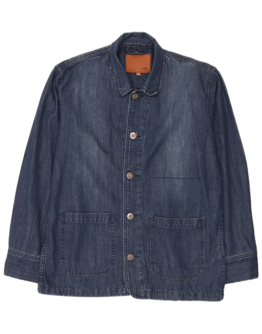 Lager 157 Chaqueta tipo blazer de mezclilla con 5 botones para hombre UK 40 Grande Algodón azul