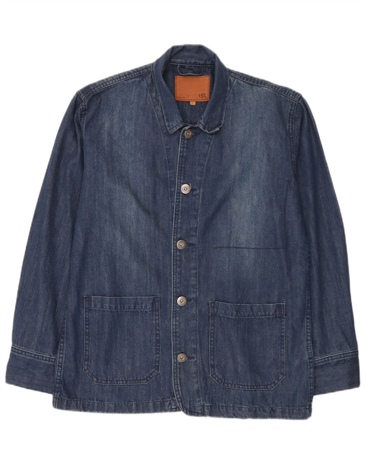 Lager 157 Chaqueta tipo blazer de mezclilla con 5 botones para hombre UK 40 Grande Algodón azul