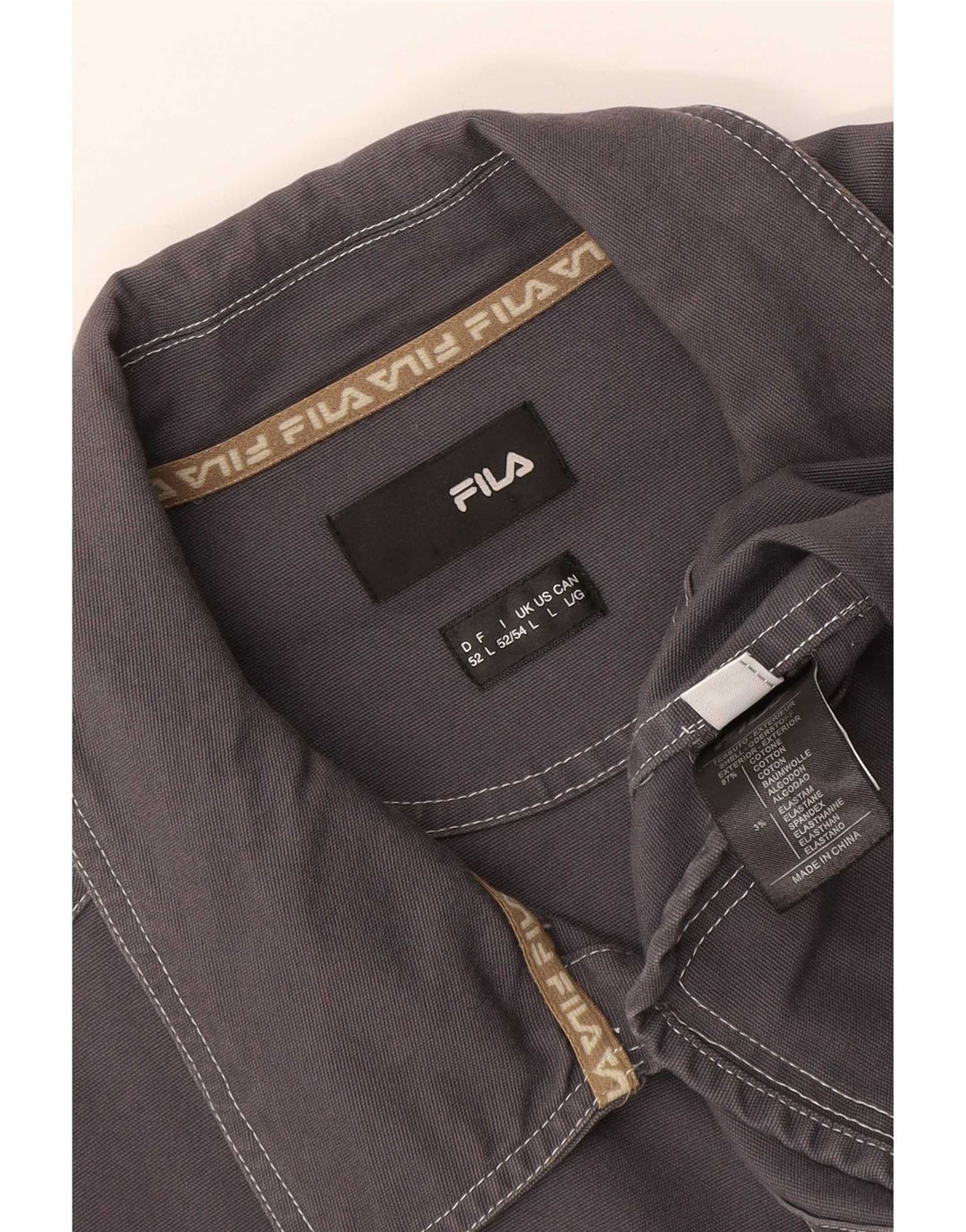 Fila Chaqueta utilitaria para hombre Reino Unido 40 Algodón gris grande