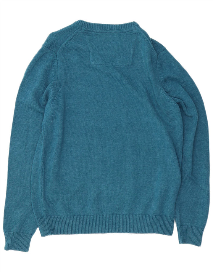 IZOD Jersey con cuello en V para hombre de algodón azul medio
