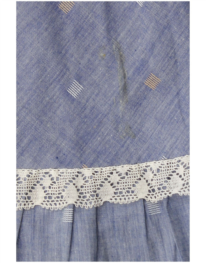 Falda maxi vintage para mujer W28 azul medio manchado