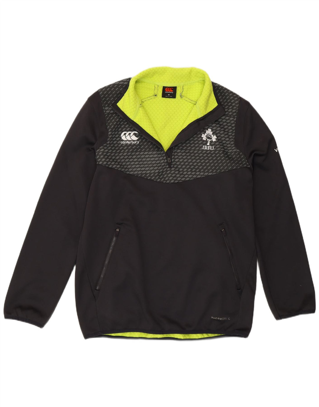 Canterbury Mens IRFU Zip Neck Jersey Chándal Top Medio Negro Poliéster