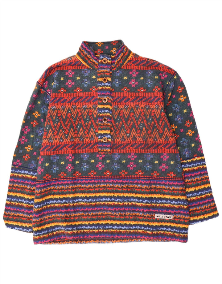 Meeting - Sudadera con cuello y botones para hombre, talla grande, multicolor, a rayas