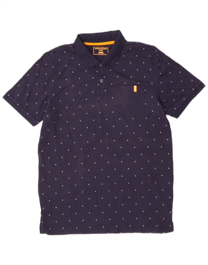 JACK & JONES Polo de corte slim para hombre de algodón con lunares en azul marino grande