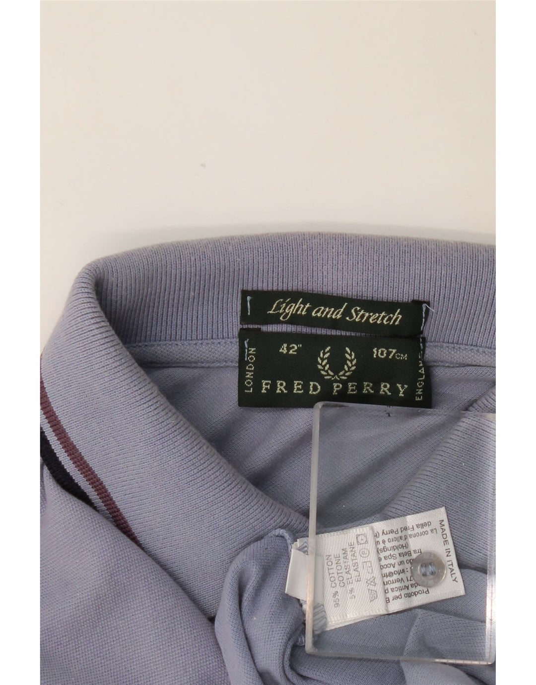 FRED PERRY Polo de manga larga para hombre de algodón azul medio