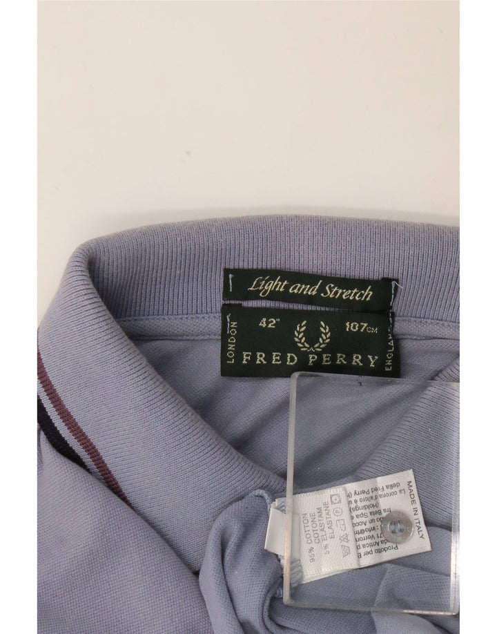 FRED PERRY Polo de manga larga para hombre de algodón azul medio